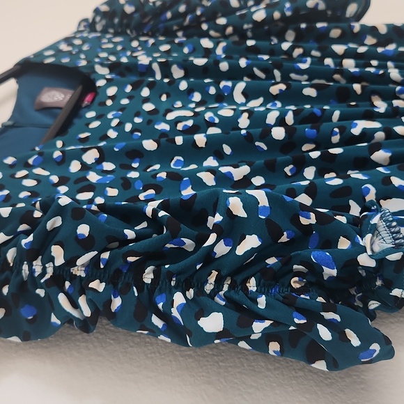 Vince Camuto Blue and White Spotted Midi Dress - Picture 4 of 8